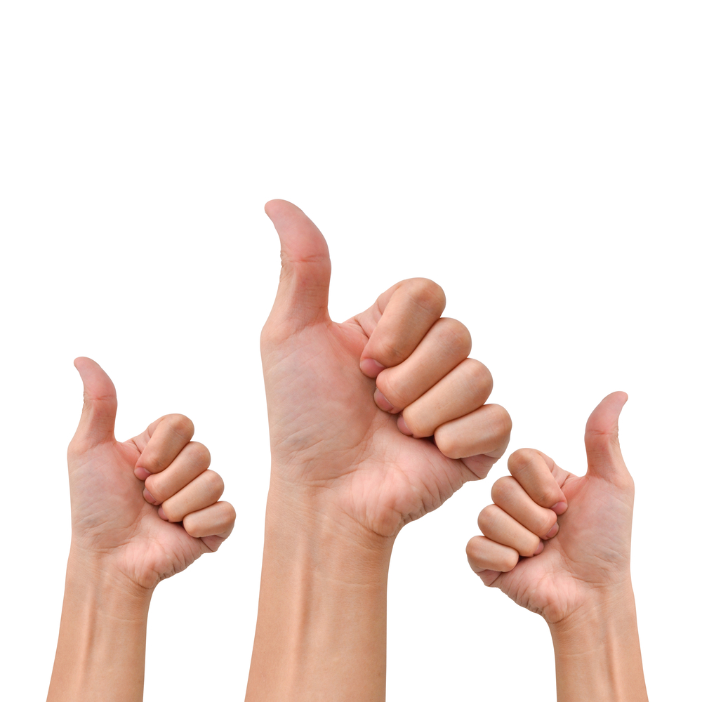 three thumbs up meaning in text