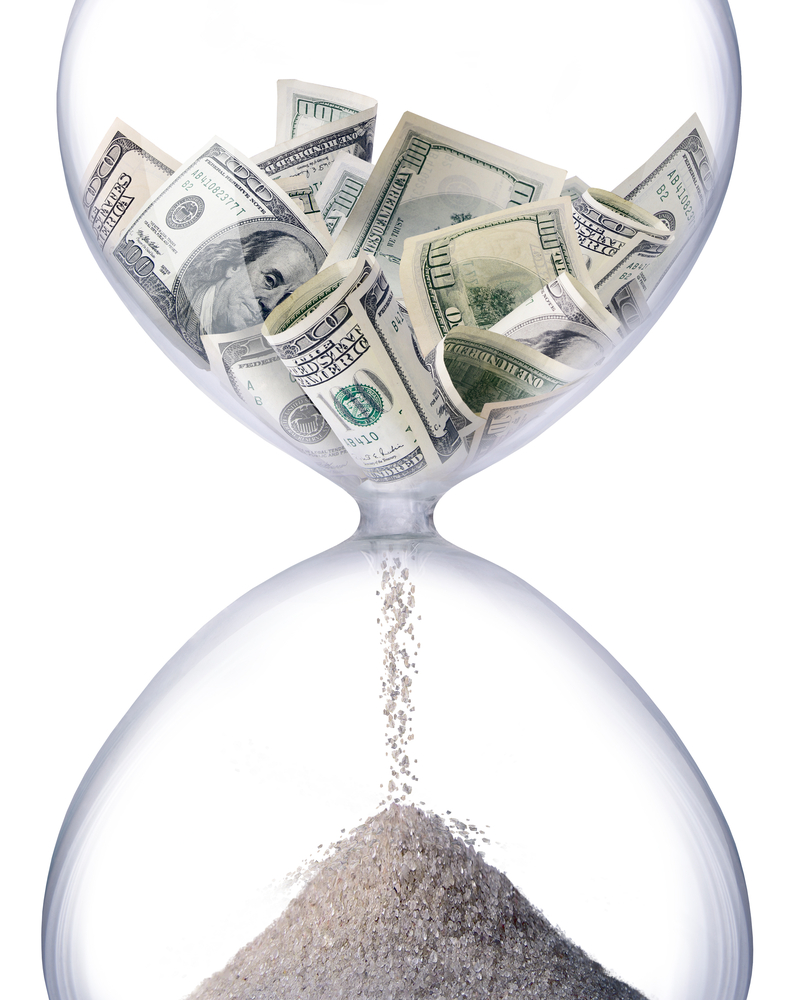 Time & time management - time is money hourglass